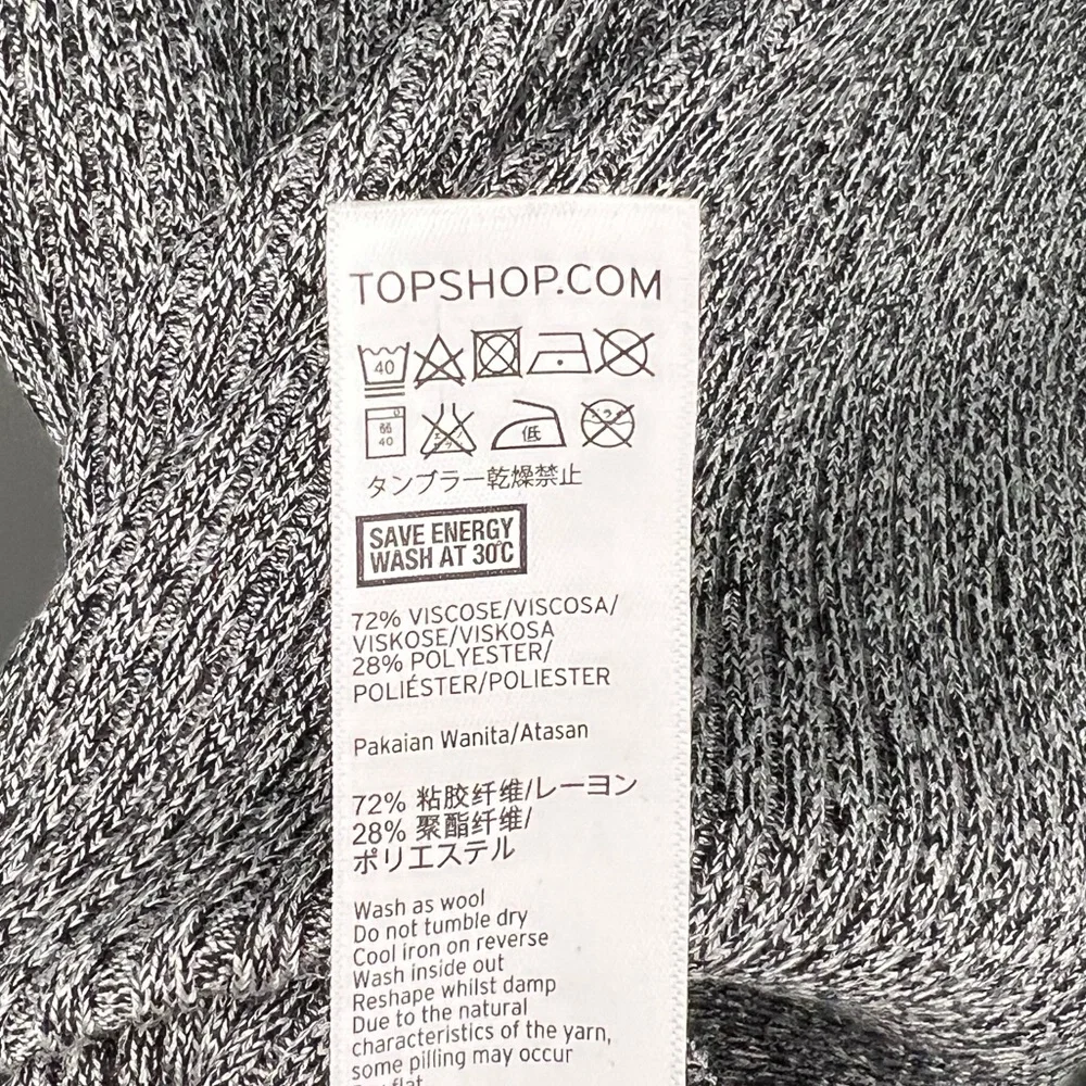Top Shop Size 4 Gray Knit Long Sleeve Mock Neck Long Sweater